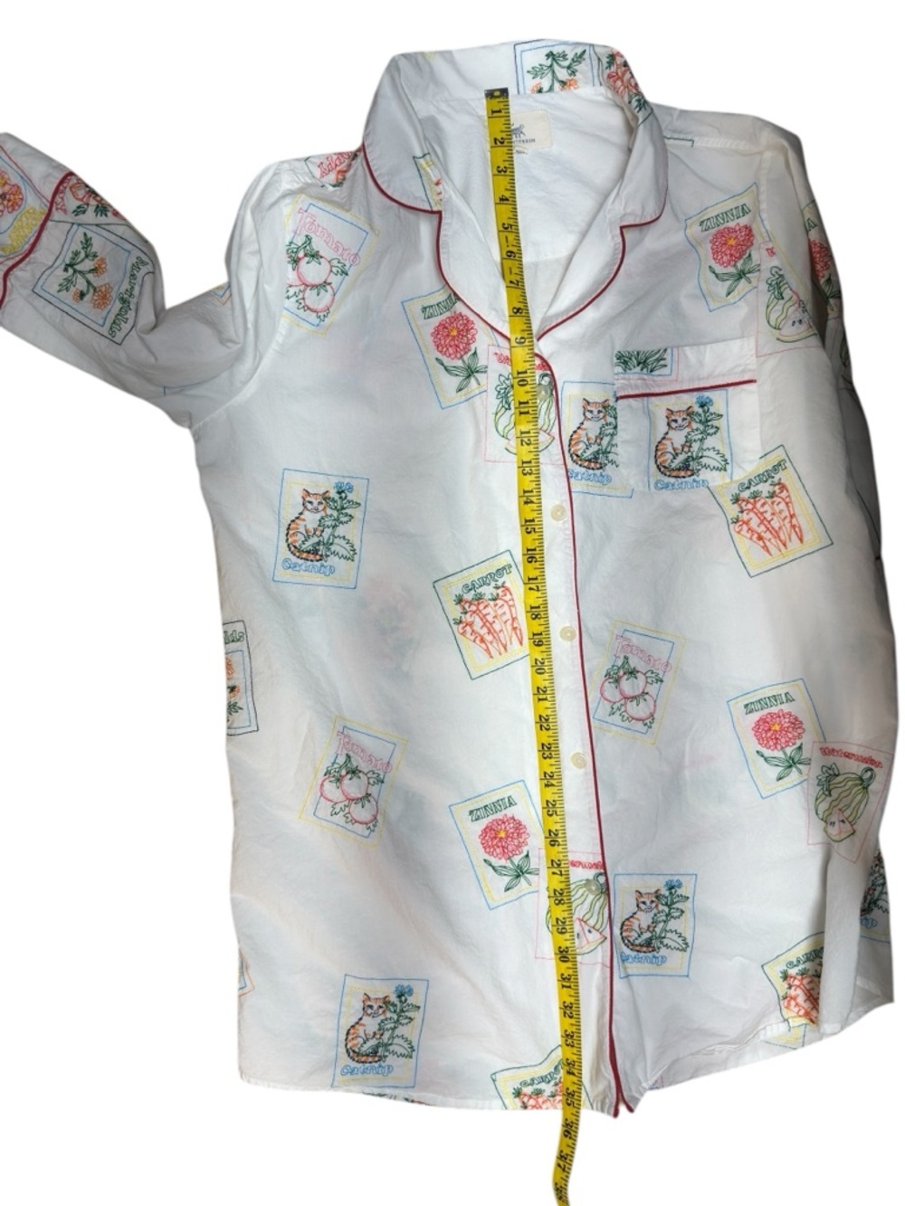 Printfresh Seed Packets Sleep Shirt Cloud Organic Cotton Button Down Nightgown L - Picture 12 of 16